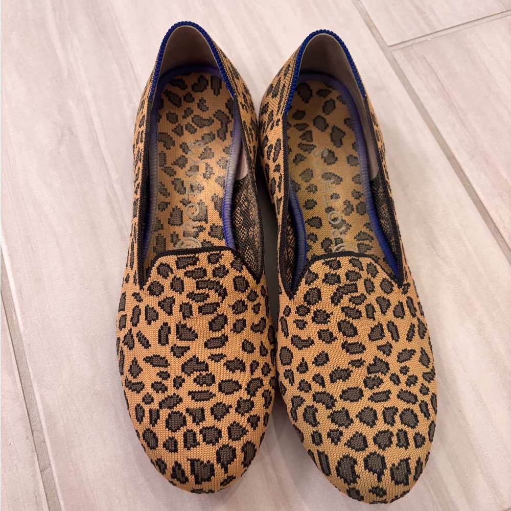 Rothy's Tan and Black Leopard Loafers